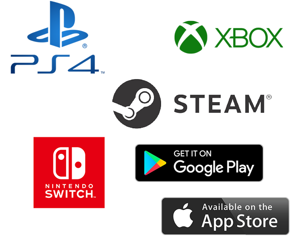 Apple App Store, Google Play, Xbox, PlayStation, Steam Apple App Store, Google Play, Xbox, PlayStation, Steam